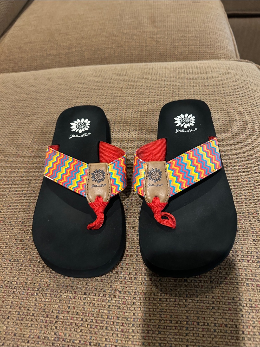 Yellow Box Flip Flops - nwot size 6.5